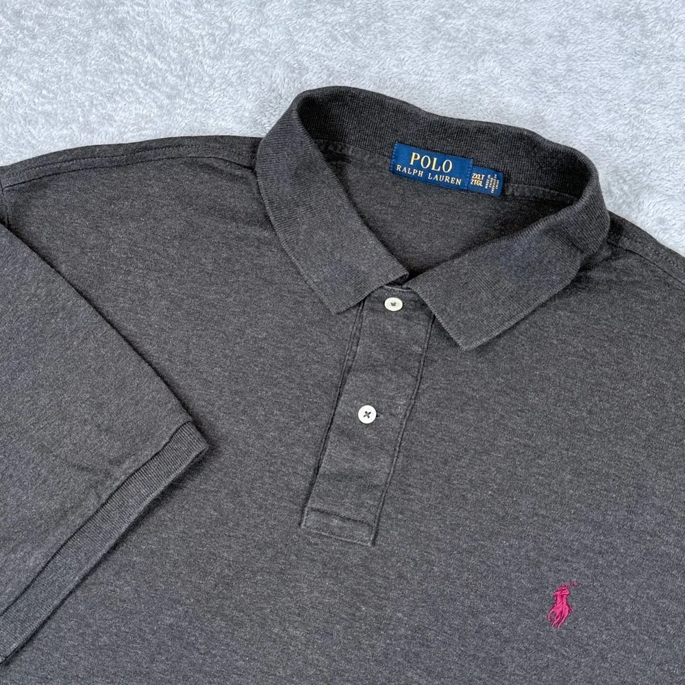 Polo Ralph Lauren Polo Shirt Men 2XLT Gray Jersey Knit Cotton Golf Soft 2XL Tall